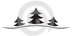 Fir trees icon. Spruce tree for Christmas card design. Xmas decoration element. Vector illustration.